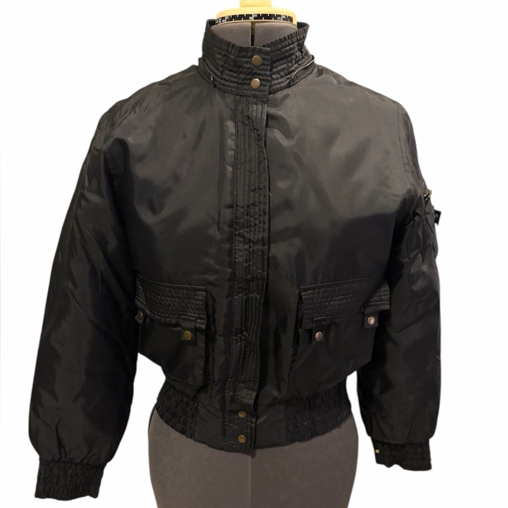 Vintage Rainbow West Black Nylon Bomber Jacket